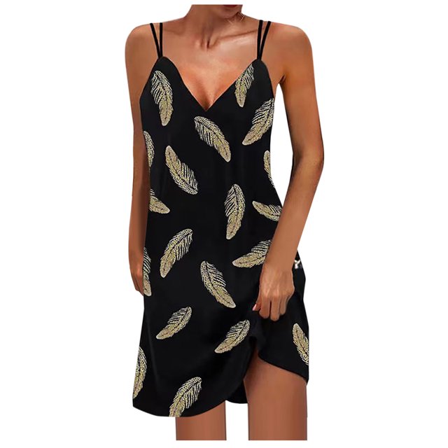EQWLJWE Robe Femme Sans Trace Col en V Imprimé Tube Top Jupe à Bretelles Doubles Robe Femme