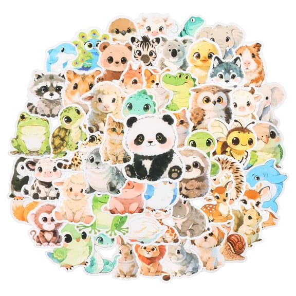 Austok 56PCS Cute Animal Vinyl Sticker Waterproof Kawaii Sticker for Water Bottle and Laptop Aesthetic Decal for Kid and Adult