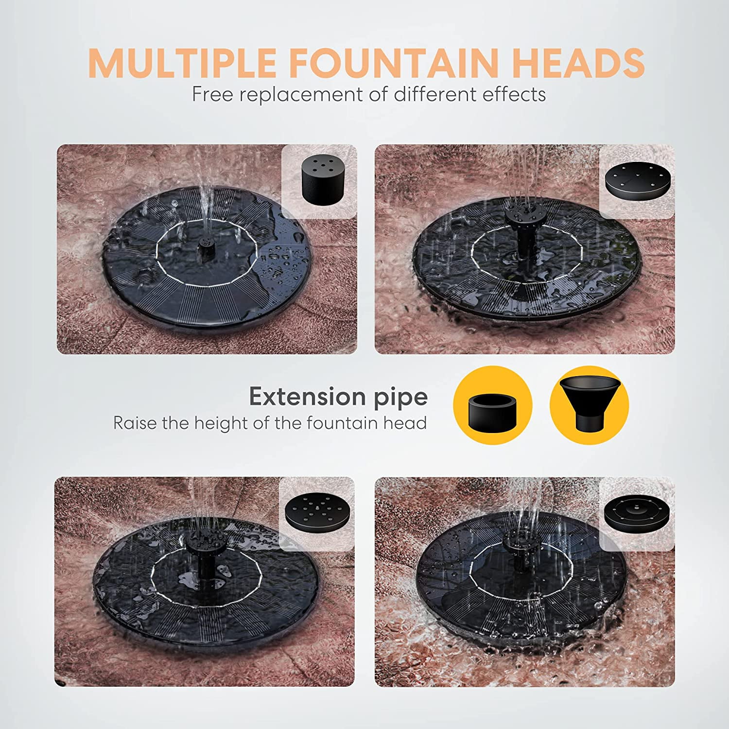 SPECSTAR Bird Bath, Polyresin Antique Outdoor Bronze Garden Birdbath and Solar Powered Round Pond Fountain Combo Set