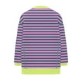 thumbnail image 6 of hxobax Striped Oversized Sweatshirt for Women Fall Colorblock Crewneck Pullover Tops Quilted Sweater, 6 of 6