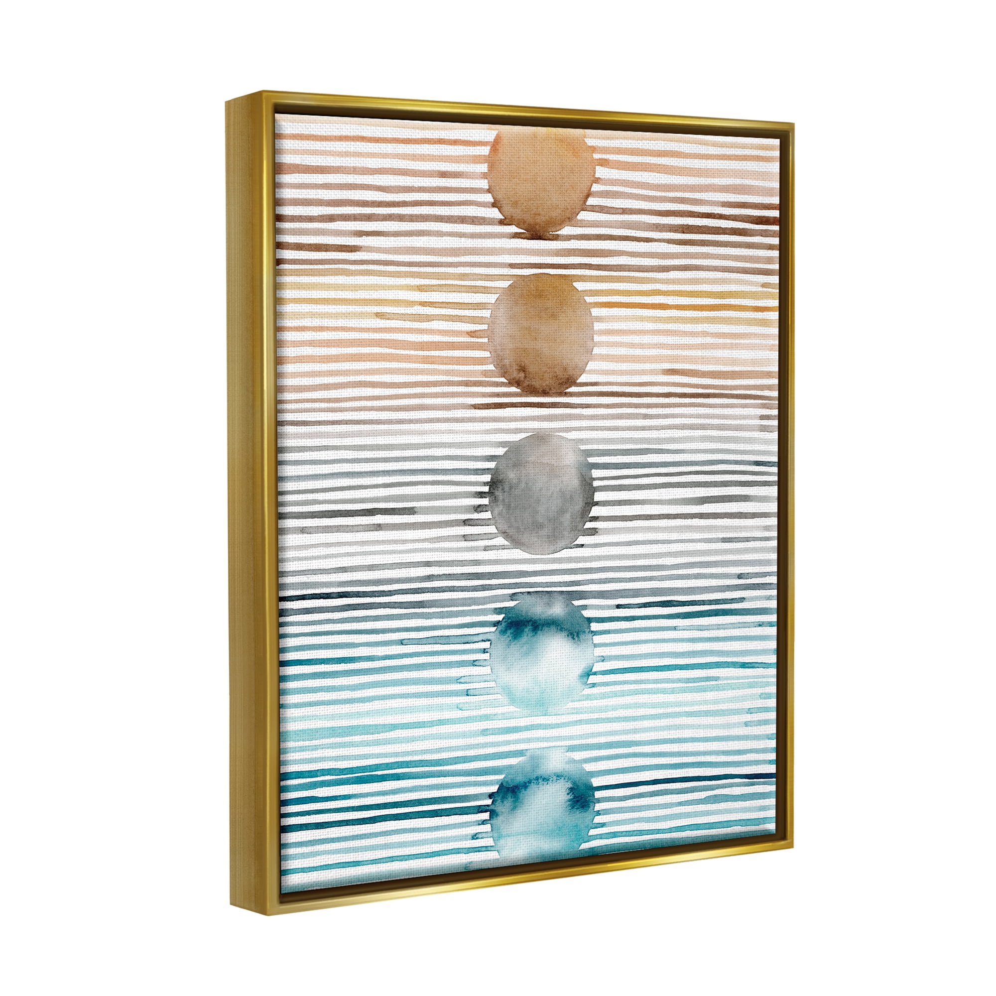 Stupell Industries Brown & Blue Gradient Circles Abstract Painting Gold Floater Framed Art Print Wall Art
