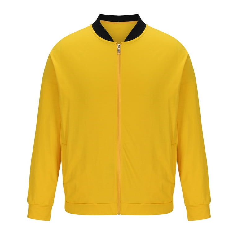 Fznquz Men Jacket Winter Windbreaker Cotton Full Zip Yellow Jacket