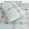 thumbnail image 5 of Bilot Green Mint Grey Modern Medallion Damask Reversible Quilt Bedding Set, Lightweight Bedspread Coverlet for All (Aqua Melody, Queen - 3 Piece), 5 of 7