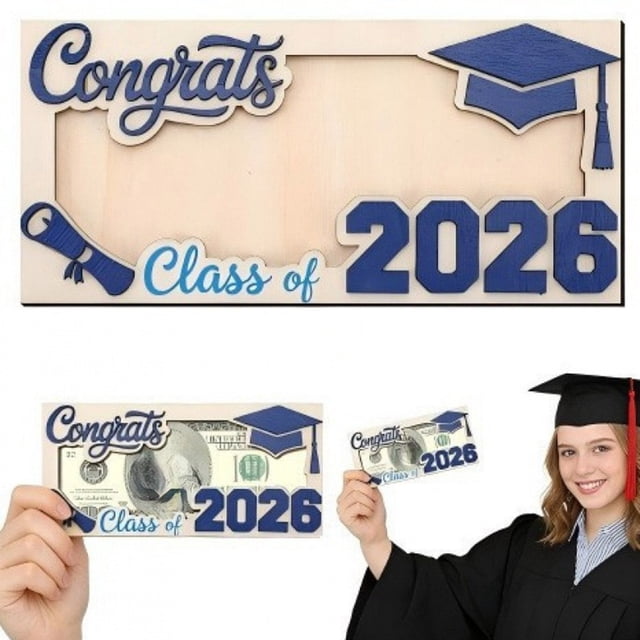 Cartera portadinero con clip para efectivo, regalo de graduación de la promoción de 2026: tarjeta de madera con diseño de diploma para graduados de secundaria o universidad.