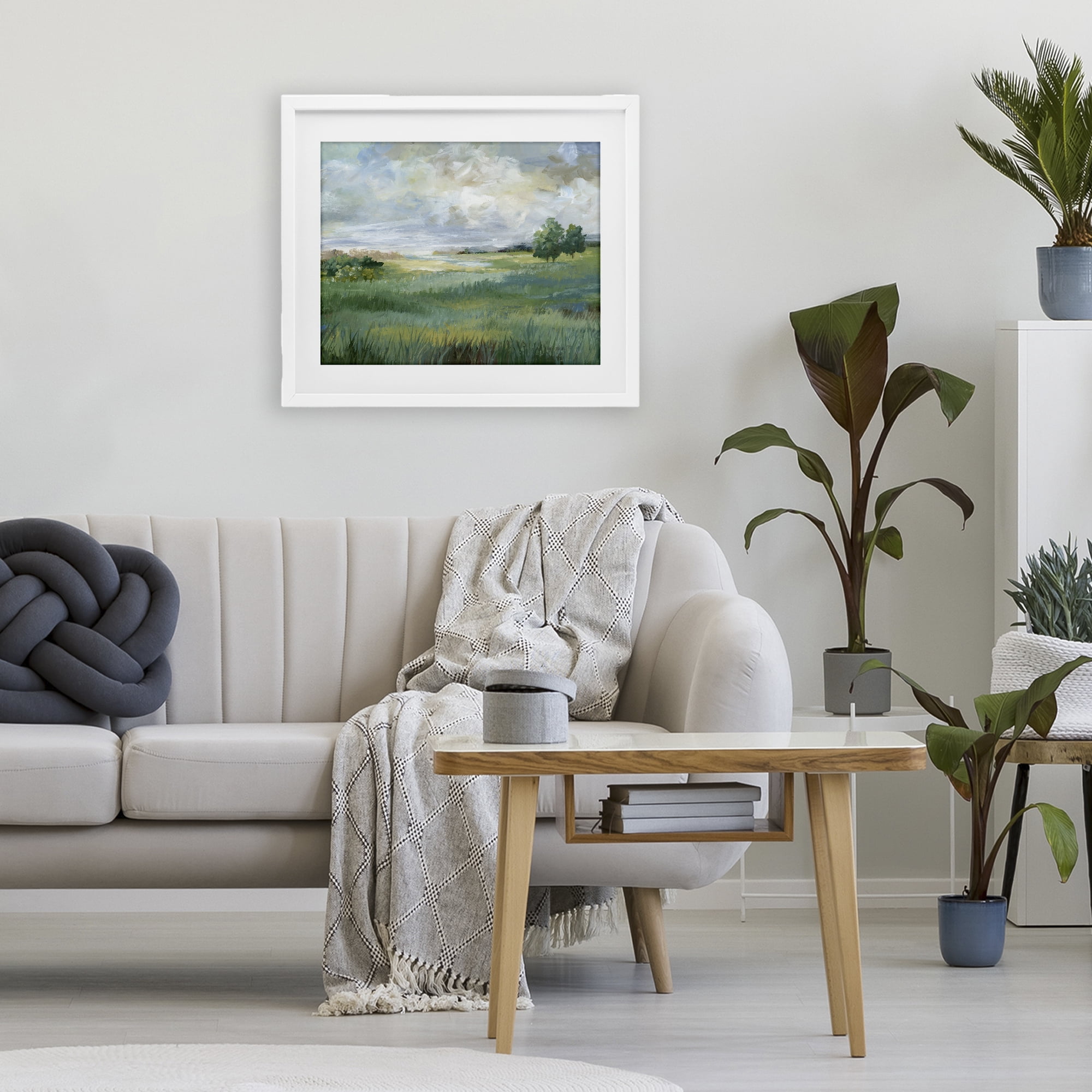 Stupell Industries Idyllic Summer Field White Framed Print Under Glass, design by Nan