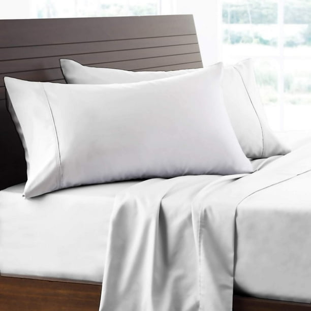Polyblanc Sábanas algodón (Matrimonial, Blanco) | Juego Completo de sabanas de Algodon | Matrimonial | Individual | Queen Size | King Size | Incluye Fundas para Almohada