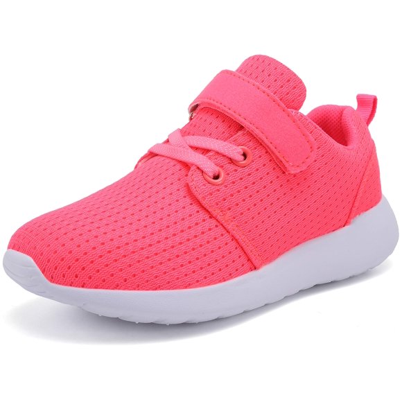 TOEDNNQI Boys Girls Sneakers Kids Lightweight Breathable Strap Athletic Running Shoes for Toddler/Little Kid/Big Kid Pink Size 6