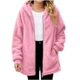 thumbnail image 2 of Girls Fleece Jacekts with Hood Long Sleeve Zip Up Lightweight Warm Casual Kids Winter Coat Pink 14-15Years, 2 of 9