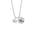 thumbnail image 2 of Delight Jewelry Silvertone Mini Megaphone Silvertone Script Initial Disc - K - Charm Necklace, 20"+3", 2 of 4