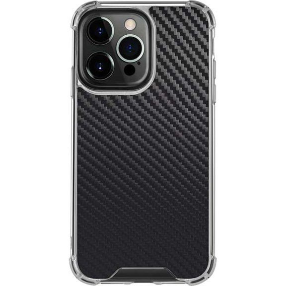 Skinit Black Carbon Fiber Specialty Texture Material iPhone 14 Pro Clear Case