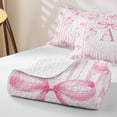 thumbnail image 4 of Manfei Pink Bow Striped Twin Quilt Set For Girls,A Letter Initial Twin Coverlet Set For Kids,2-Piece, 4 of 7