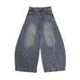thumbnail image 4 of Barrel Baggy Jeans for Women Loose Wide Leg Low Rise Boyfriend Pants, Solid Color Casual Oversized Denim, 4 of 4