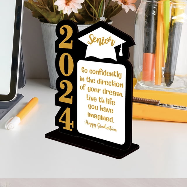 Centro de mesa de graduación 2024 decoración de mesa independiente de madera para felicitaciones de graduación