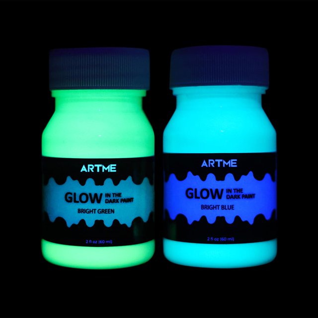 Set de pintura Glow Artme Glow in the Dark Green y Blue, 60 ml