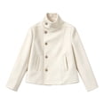 thumbnail image 2 of Peacoat Womens Coat Winter Coats Loose Casual Short Jacket Outwear Button down High Neck Short Pea Coats with Pockets White2 Xxl by Duoif, 2 of 8