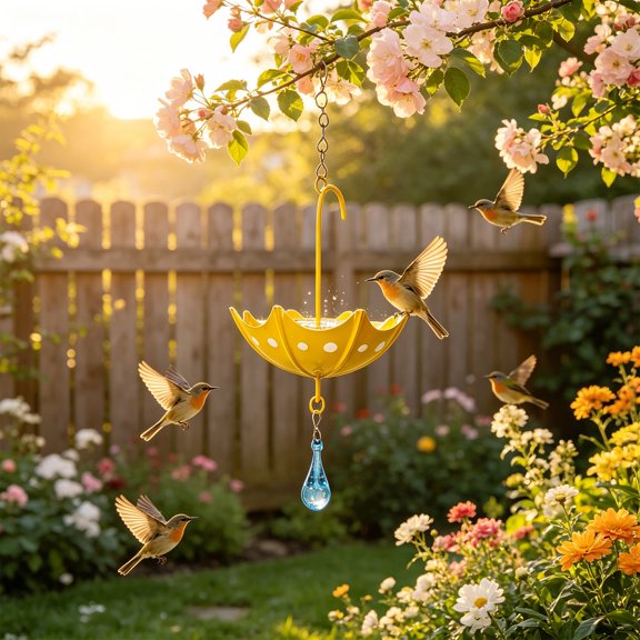 Hanging Bird Feeder, Metal Umbrella Shaped Design For Garden Yard Patio Balcony, Outdoor Feeding Station For Wild Birds Parrots Hummingbirds