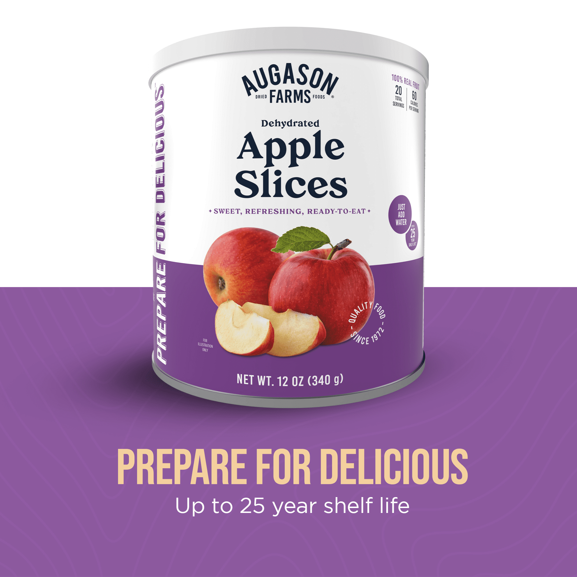 Augason Farms Dehydrated Apple Slices Can - Gluten Free Survival Food with Long Shelf Life - Dehydrated Emergency Food Supply for Camping, Prep & Everyday Meals - 20 Servings