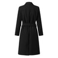 thumbnail image 6 of Manxivoo Trenchcoat Women's Women's Faux Wool Coat Blouse Thin Coat Trench Long Jacket Ladies Slim Long Belt Elegant Overcoat Outwear Trench Coat Women Black, 6 of 7