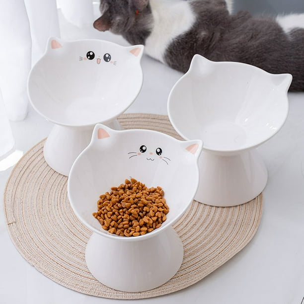 Pet Water Bowl Creative Ceramic Cute Bevel Feeding Bowl Food Bowl Cat Bowl
