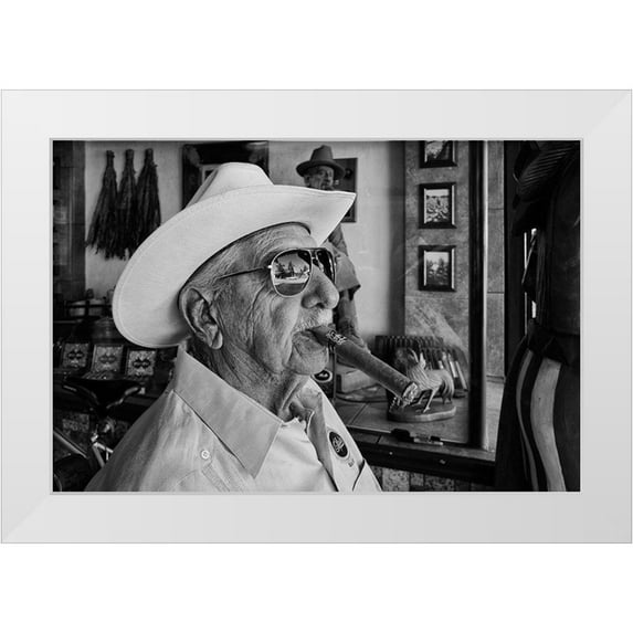 Liviero, Tony 24x17 White Modern Wood Framed Museum Art Print Titled - Man with Cigar