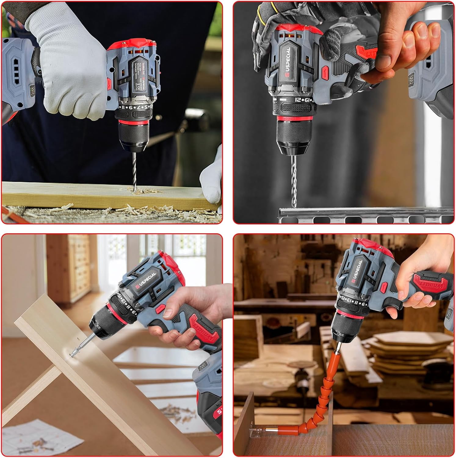 20V Cordless Brushless Power Drill Set, 3/8-Inch Chuck, 443 In-Lbs Torque, 2 Variable Speed