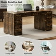 thumbnail image 6 of 70" Executive Desk, Large Office Computer Desk with Metal Edge Trim, Writing Desk with 2 File Drawers and Outlets, Modern Simple Workstation Business Furniture for Home Office, 6 of 7