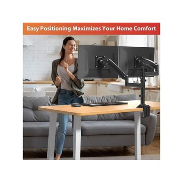 Futura Dual Monitor Arm Desk Mount - Gas Spring For 13-32" Screens, VESA 75/100, Holds 9kg Each, Full Motion