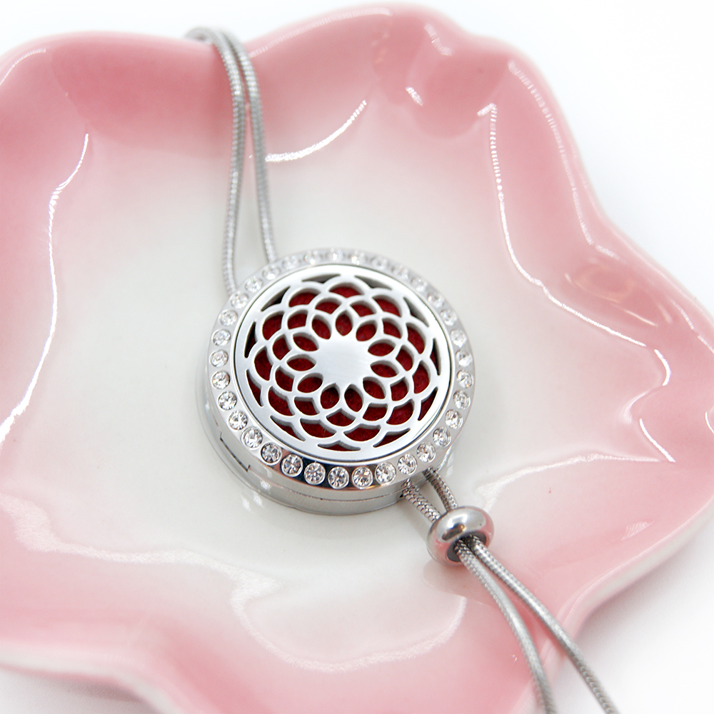 Dream Catcher Aromatherapy Slide Necklace - Christmas Gift for Her - Lavender Essential Oil Pendant Diffuser - Jewelry Gift Set - Anxiety Relief - 12 Reusable Pads - Slider Chain - Ships Next Day!