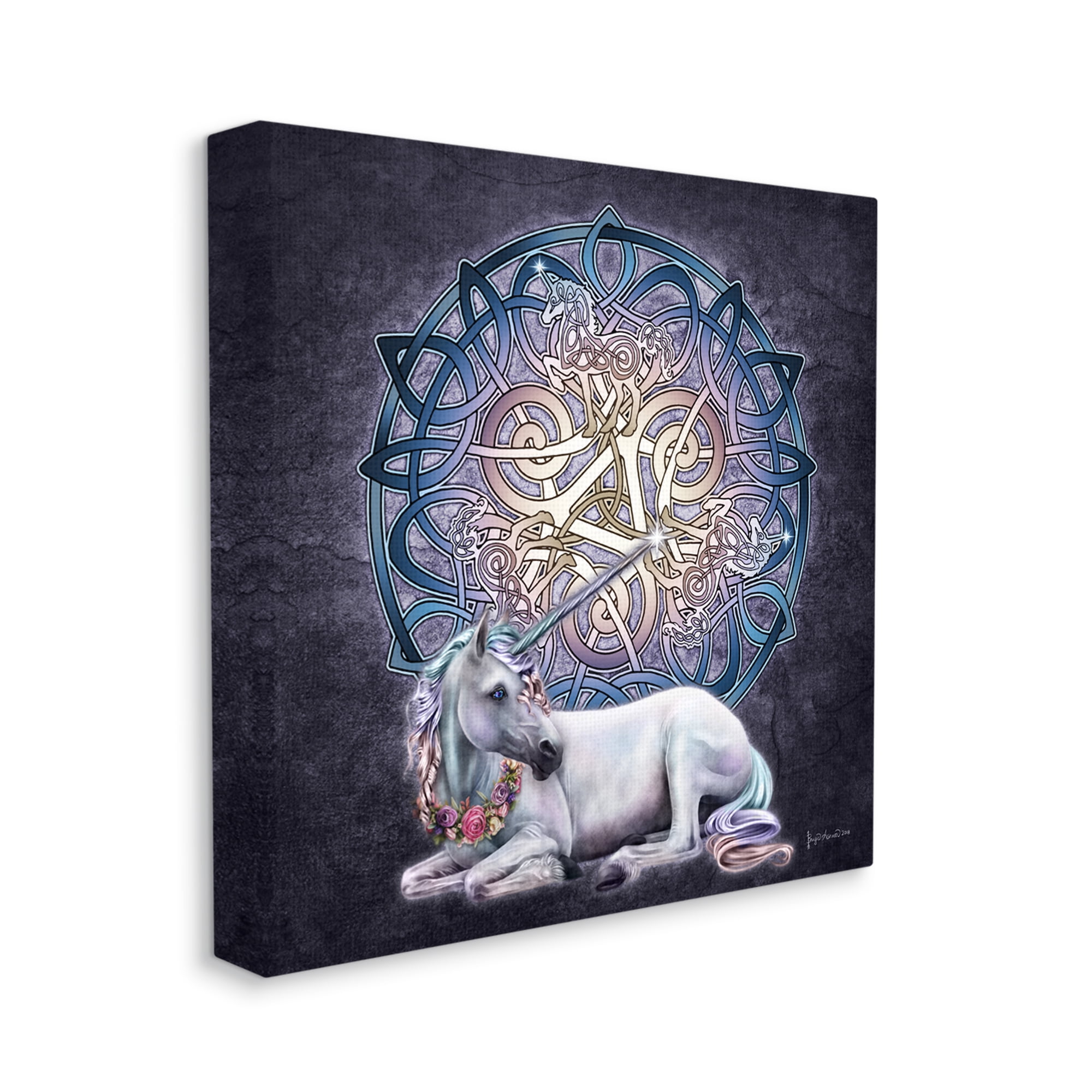 Stupell Industries Unicorn Celtic Pattern Fairy Tales & Fantasy Painting Gallery Wrapped Canvas Art Print Wall Art, 24 x 24