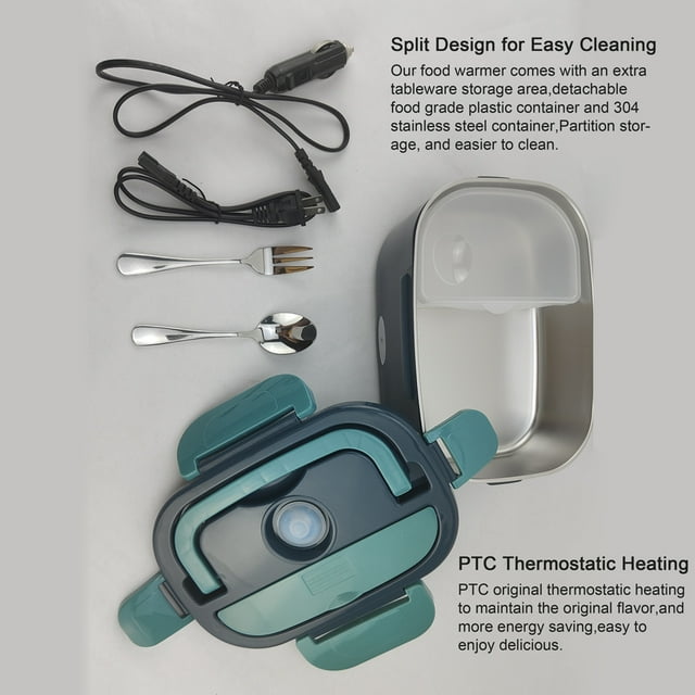 Portable Electric Lunch Box Food Heat Large Capacity Food Warmer Leakproof Detachable for Adults Car Truck Home Office