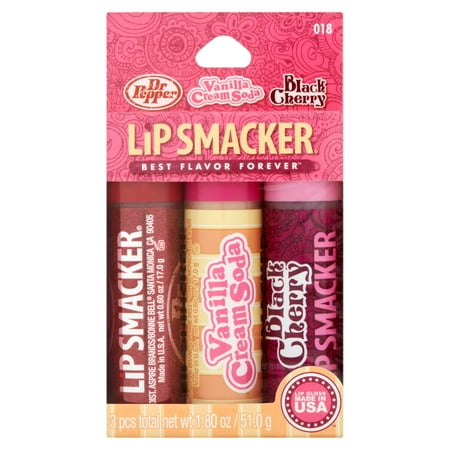 Lip Smacker Biggy Flashback Favorites Flavor Trio, Dr Pepper/Vanilla Cream Soda/Black Cherry, 3 count, 1.8 oz