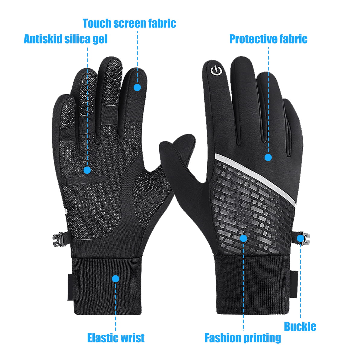 Bike Gloves Winter Thermal Touch Screen Support Non Slip Full Finger Cover MTB