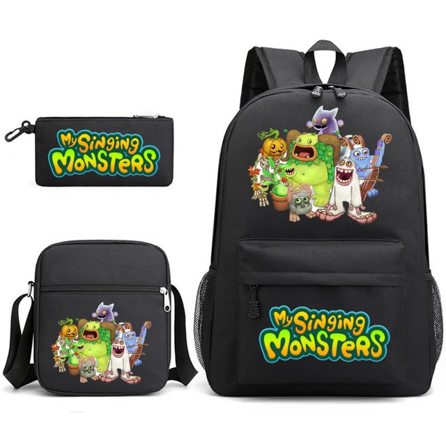 Monster Concert My Singing Monsters Schoolbag Three-piece Set, Large Capacity, Schoolbag For Primary And Secondary School Students-HAPDEN
