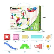 PicassoTiles Marble Run Magnetic Tiles for Kids – 40PCS STEM Construction Building Blocks Race Track Educational Toy Set