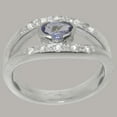 thumbnail image 2 of LBG British Made 9k White Gold Natural Tanzanite & Diamond Womens Band Ring - 33 size options - Size 10.75, 2 of 7