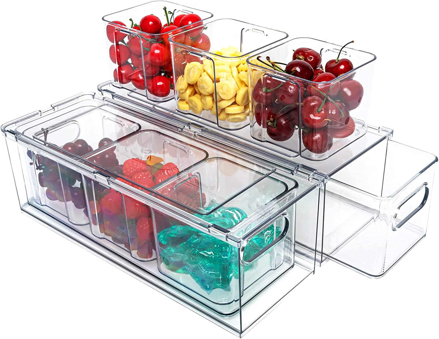 clear stackable fridge drawers