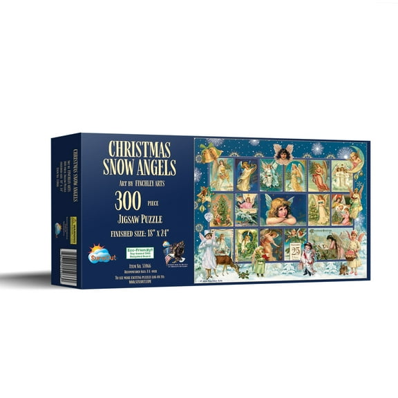 SUNSOUT INC - Christmas Snow Angels - 300 pc Jigsaw Puzzle by Artist: Finchley Paper Arts - Finished Size 18" x 24" Christmas - MPN# 55966