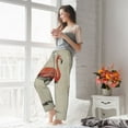 thumbnail image 4 of Uemuo Flamingo Sitting On Chair Pattern Women's Wide Leg Palazzo Lounge Pants with Pockets Light Weight Loose Comfy Casual Pajama Pants-Medium, 4 of 9