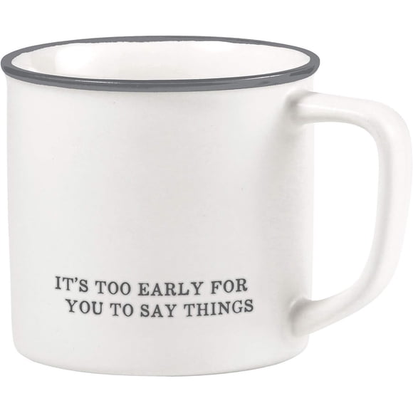 Santa Barbara Design Studio Black and White Coffee Cups Face-to-Face Designs Stoneware Mug, 16-Ounce, It's Too Early