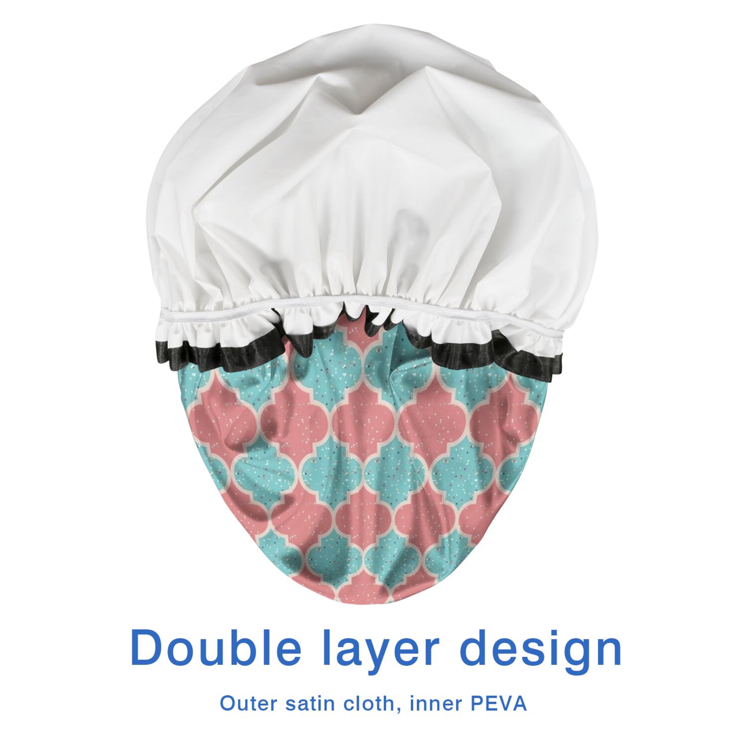 Shower Caps,Red Teal Checkerboard Checkered Pattern Waterproof Shower Cap for Women 4 Pieces,Double Reusable Hair Cover for Shower PEVA Elastic Stretch Hem