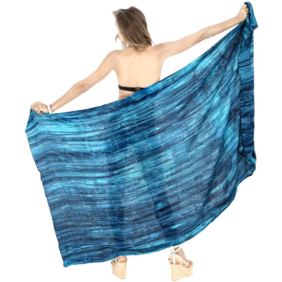 HAPPY BAY Women's Bikini Sarong Swimwear Swim Cover up Skirt Bathing suit Summer Wraps Swimsuit Beach Wrap Coverups for Women Beachwear One Size Stripes, Sea Blue