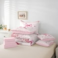 thumbnail image 6 of Manfei Ribbon Bowtie 7pcs Bedding Comforter Set,Kawaii Bow Knot Queen Bedding Sets,Pink Sparkling Print Queen Sheet Sets For Kids,Super Cozy Room Decor Reversible, 6 of 8