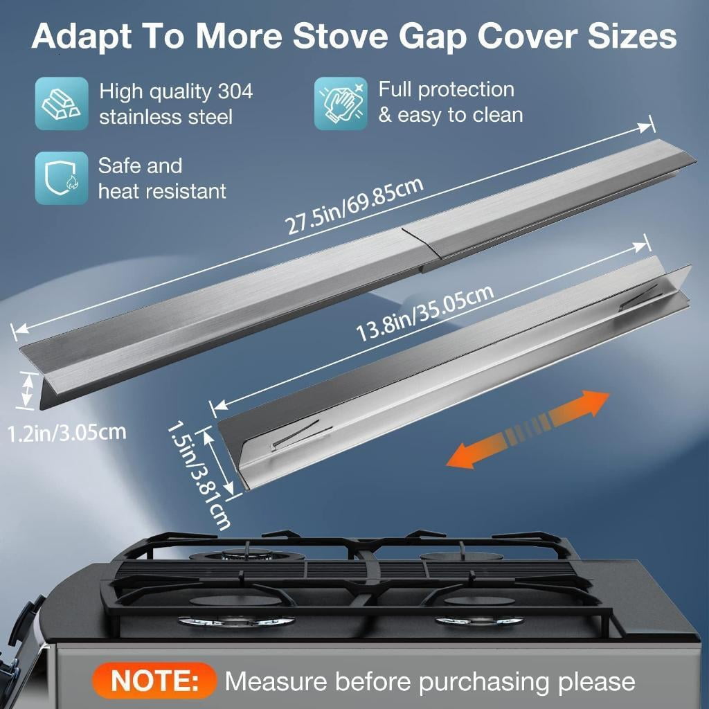 2pcs Stainless Steel Stove Gaps Cover Set Heat Resistant Oven Side Gaps Fillers