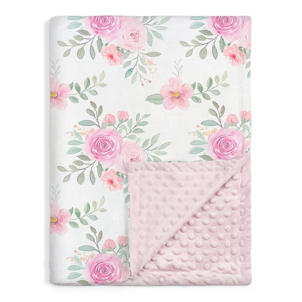 Manta de bebé SANDJEST de 76 x 102 cm con estampado floral de peluche