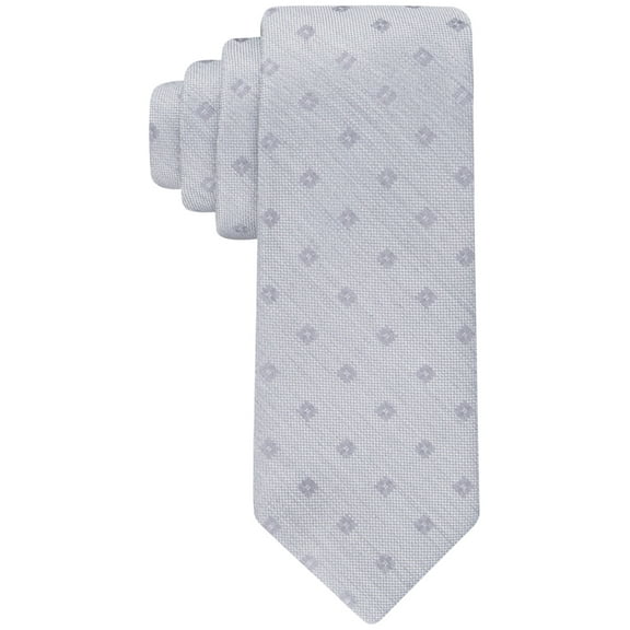 Calvin Klein Mens Tie Necktie One Size Grey Argyle/Diamond Square