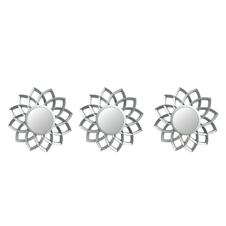 - Set of 3 Floral Arches Matte Silver Wall Mirrors 9.5