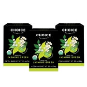 Choice Organics Jasmine Green Tea, Contains Caffeine, Green Tea Bags, 3 Boxes of 16