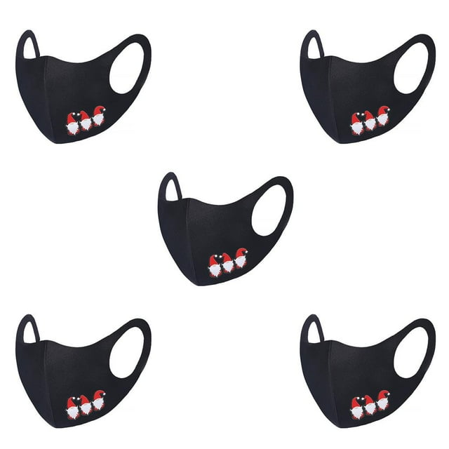 Destyer Christmas-Themed Cosplay Facial Mask Dustproof Elastic Ear Wearing Face Cover with Filter Type C E 5Set