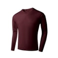 thumbnail image 4 of COSFO Red Mens Big and Tall T Shirts Athletic Dry Fit Long Sleeve Workout Shirts Mesh Crew Neck Pullover Moisture Wicking Slim Fit Men Shirts, 4 of 5