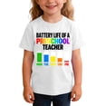 thumbnail image 5 of Boys White Funny Kids T-Shirt, Preschool Teacher Battery Life Humor Graphic Tee, Cotton Shirt for Teacher Appreciation Gift & Back to School,Size 4 T, 5 of 8